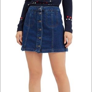 Topshop Moto Denim Button Down Skirt